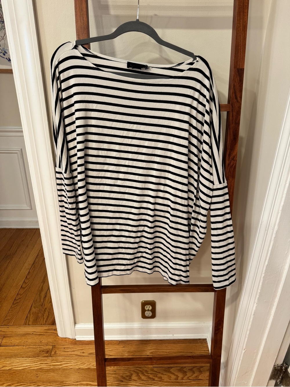 Maternity Hatch Black and White Striped Boatneck